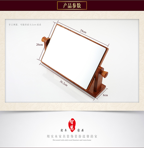 Gương lớn Trung Quốc gương gương vanity gương Phòng ngủ máy tính để bàn bằng gỗ vuông cổ điển HD - Gương gương nghệ thuật