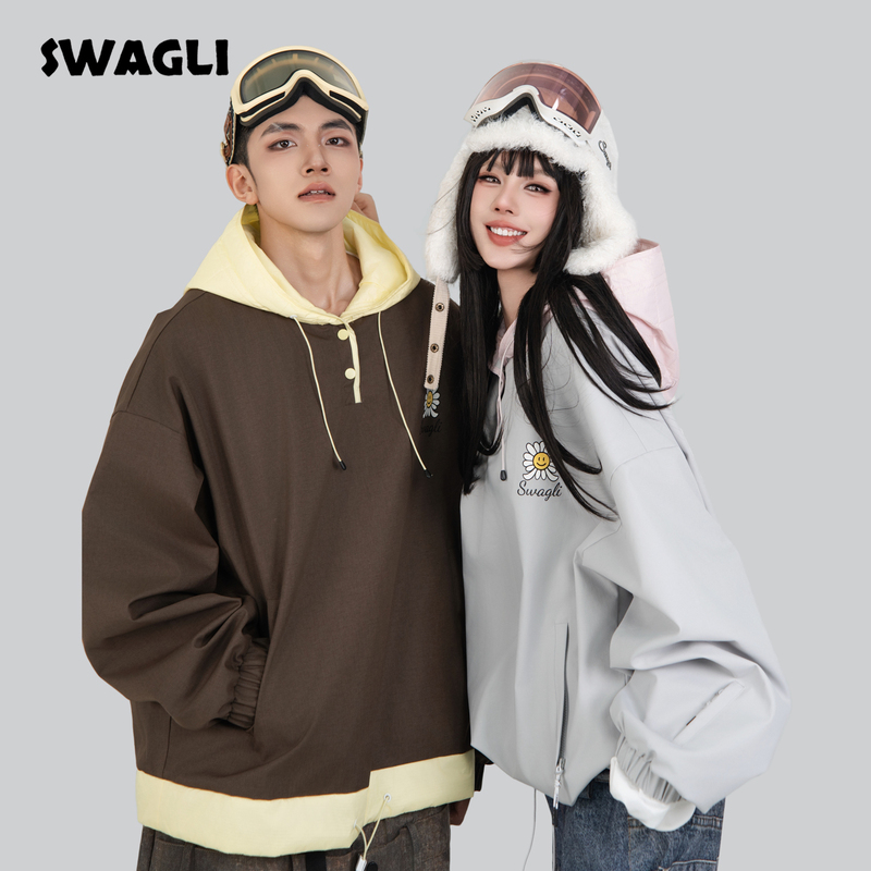Swagli【Flower】Ski Jacket Sweatshirt Windproof and Waterproof for Single and Double Board Outdoor Skiing for Men and Women Swagli【Flower】Ski Jacket Sweatshirt Windproof and Waterproof for Single and Double Board Outdoor Skiing for Men and Women