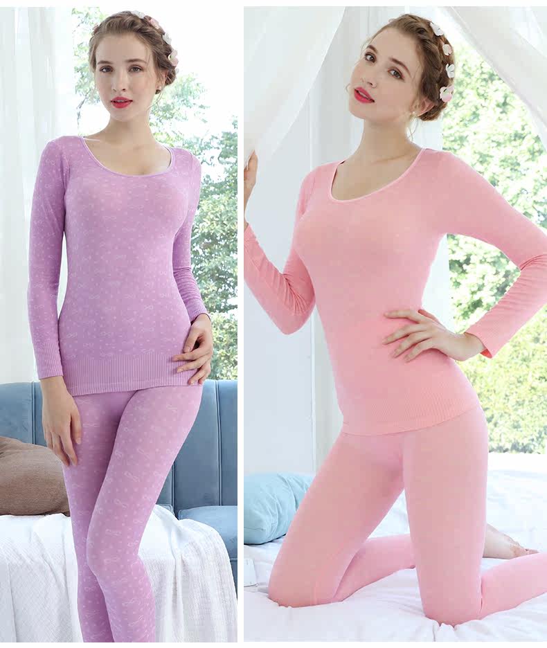 Đồ lót nữ mùa đông mỏng cổ tròn liền thân áo len cotton mỏng đáy quần bó sát mùa thu quần dài quần dài nữ đồ lót nam