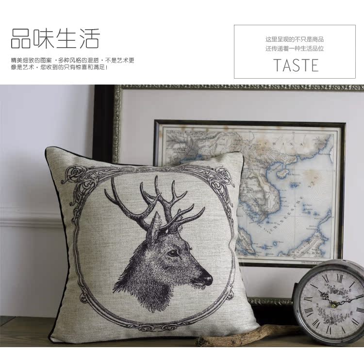 Kho báu Châu Âu và Mỹ cổ điển gối Mỹ retro deer head nghiên cứu cushion cushion set Hồng Kông Đài Loan khách hàng phải mua