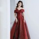 Toast dress bride 2022 new winter high-quality satin dress female one-shoulder evening dress wedding dress skirt