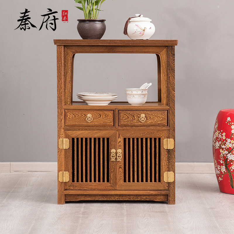 Qin Fu Red Wood Furniture Solid Wood Dining Side Cabinet Chinese Chicken Wings Wood Tea Water Cabinet Home Lockers Bowls Saucer Tea Water Cabinet 