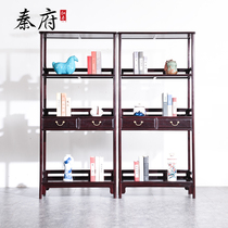 Qinfu mahogany furniture Zambia blood sandalwood bookshelf solid wood Chinese style living room floor rack bookcase display rack