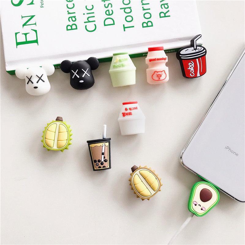 Cute creative fruit drink cartoon data cable protective cover Apple special protection charger anti-break
