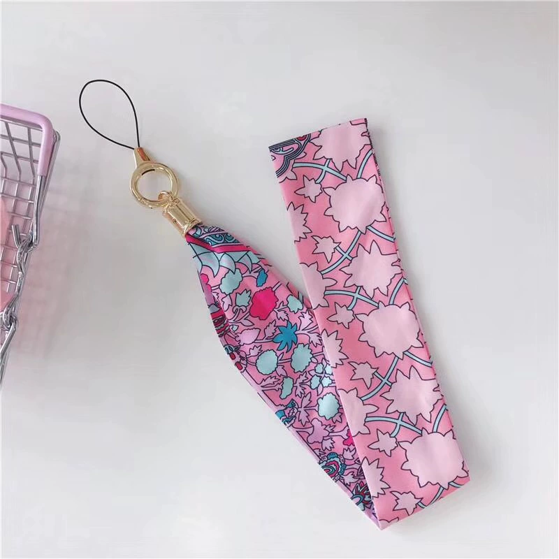 Nhật Bản và Hàn Quốc điện thoại di động dây hoa băng rộng treo cổ sling phổ Naples cổ kim loại khóa tháo gỡ phụ nữ Ribbon - Phụ kiện điện thoại di động