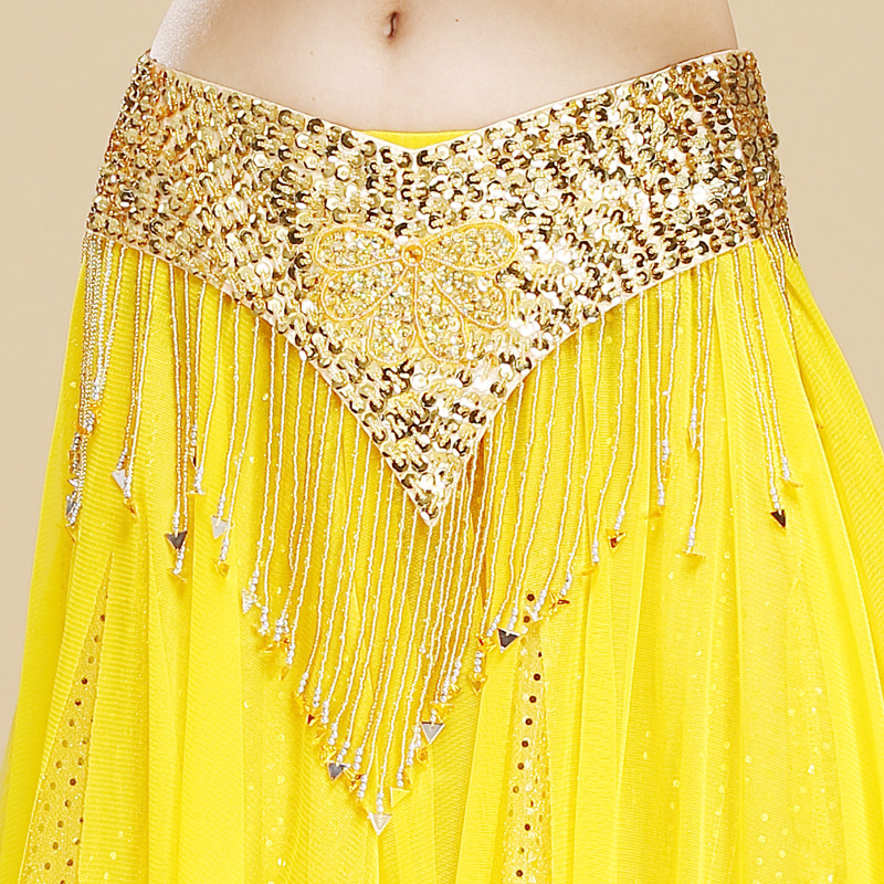 New belly dance waist chain high-grade belt practice clothing waist seal special Indian dance petal waist seal waist towel F001