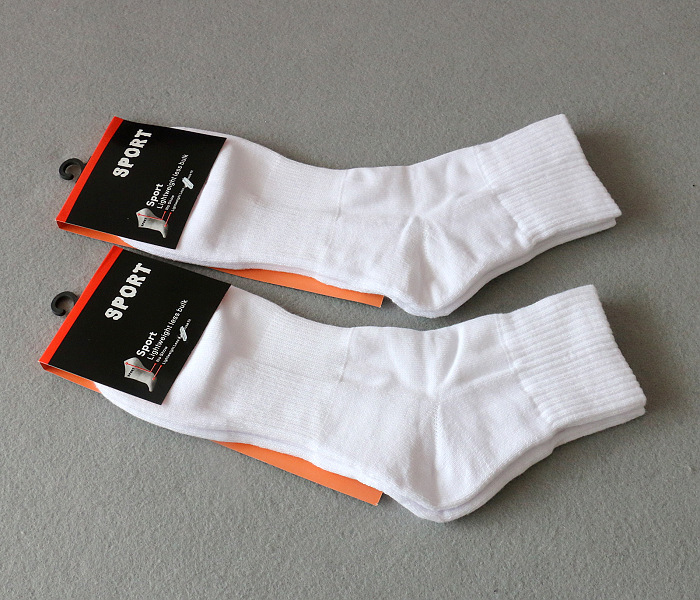 3 đôi vớ nam bằng vải cotton nam dày màu trắng tinh khiết vớ thể thao thông thường trong ống vớ nam dày vớ cao cổ