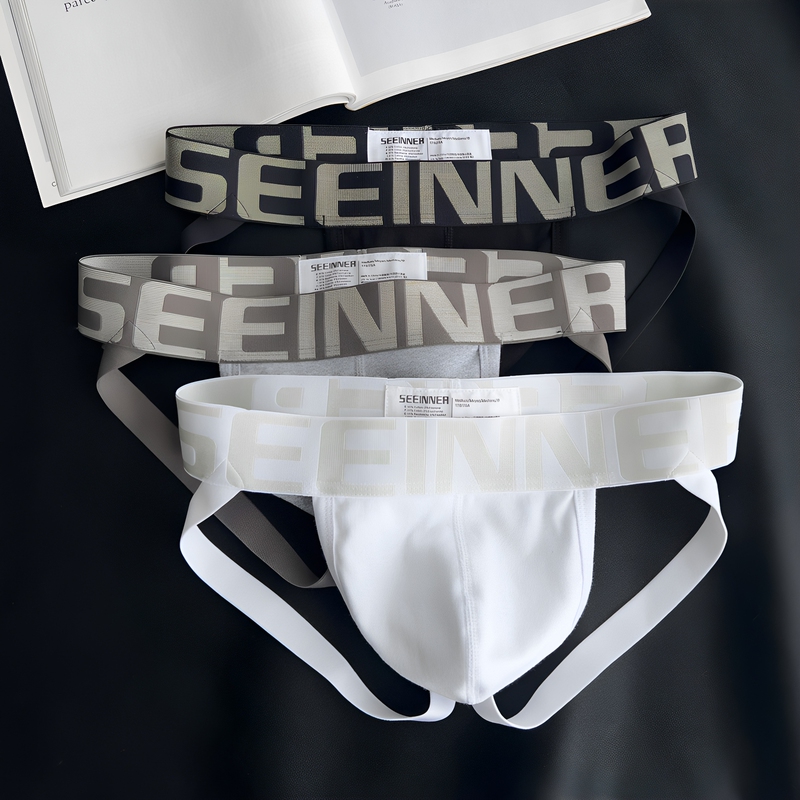 Pure Cotton Thong Men's Double Thong Underwear Pure White Boys' U Pouch Sexy Backless Hip-Lifting Triangle Shorts