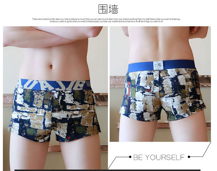 Quần nam cotton nhà giản dị thoải mái thoáng khí eo thấp quần boxer tóm tắt thanh niên quần short