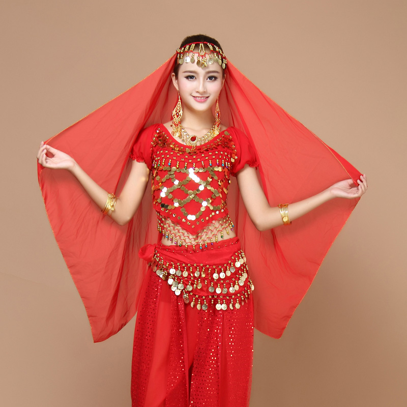Belly dance headscarf India dance clothing Snow spinning head Veil Highlights Headwear Dance Performance Props Accessories Women