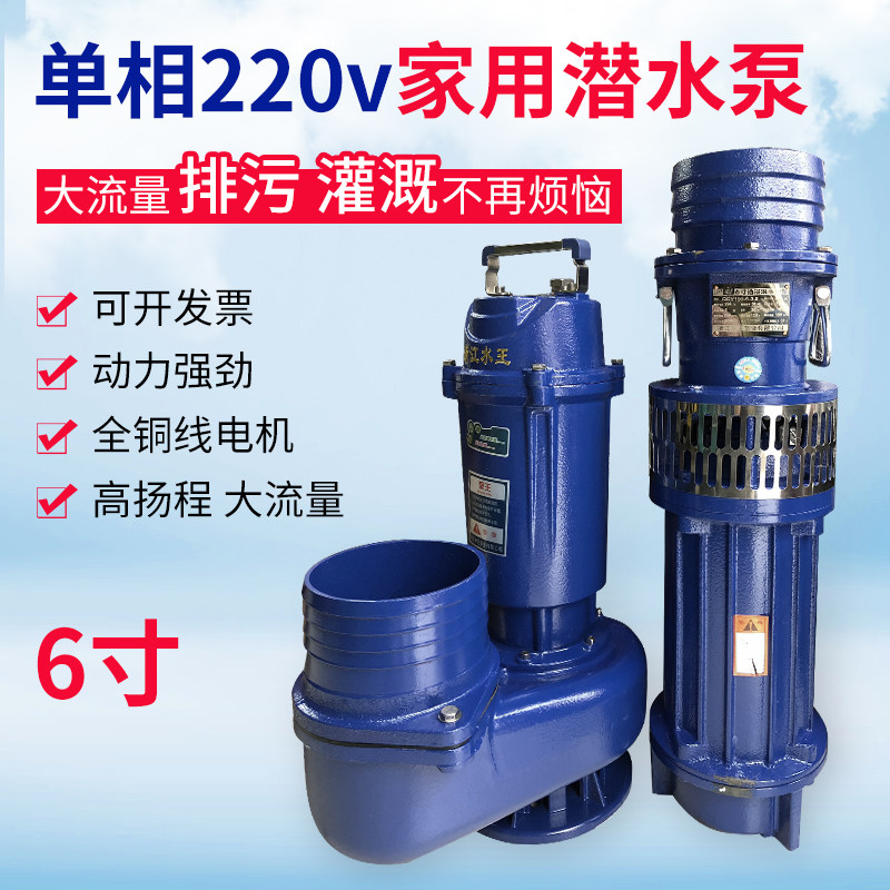 Household electricity 220V large flow water pump farmland irrigation large diameter 4 inch 6 inch submersible pump agricultural drainage pump