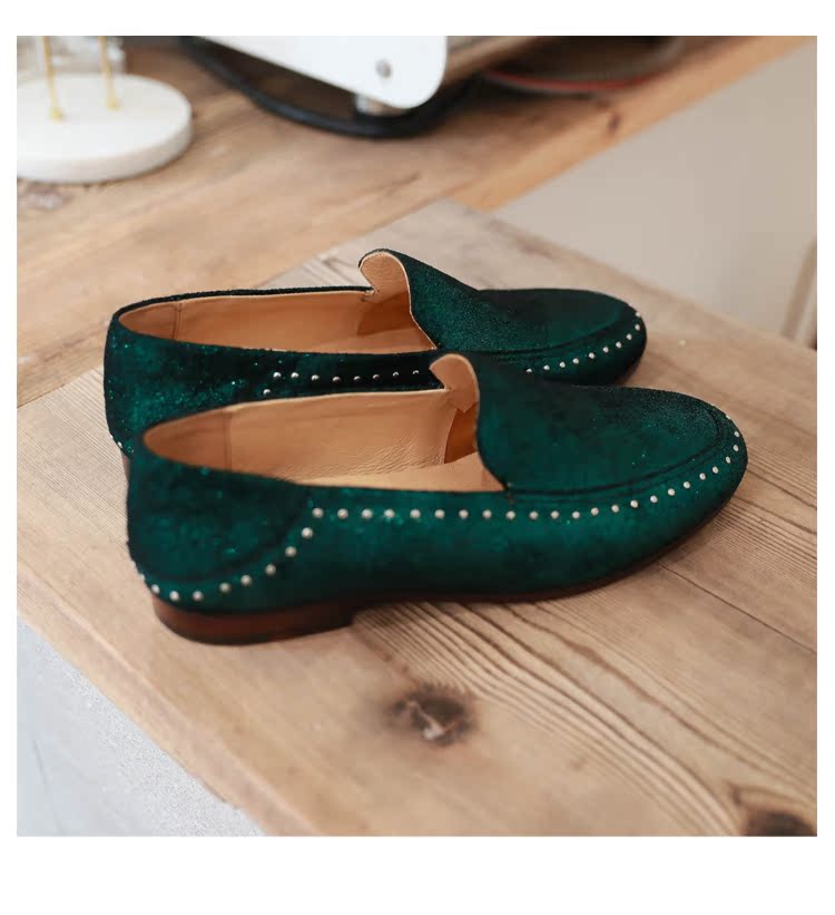 Mustache shop giày nam mùa hè thoáng khí âm nhạc giày thủy triều Phiên bản Hàn Quốc của bộ đinh tán giày đế thấp giày da - Giày thấp giày cổ thấp nam