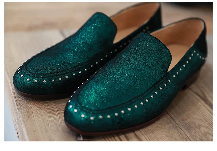 Mustache shop giày nam mùa hè thoáng khí âm nhạc giày thủy triều Phiên bản Hàn Quốc của bộ đinh tán giày đế thấp giày da - Giày thấp giày cổ thấp nam