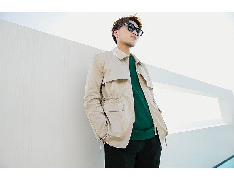 Mustache shop 2018 áo gió mới nam phiên bản Hàn Quốc của đoạn ngắn Slim đẹp trai thủy triều thương hiệu thời trang áo khoác công cụ mỏng áo gió 2 mặt