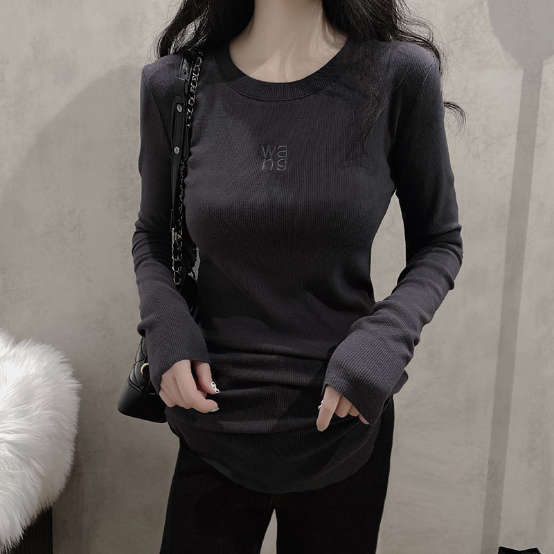 Korean top women women's 2021 autumn and winter New slim Joker slim base shirt long sleeve T-shirt with foreign style ins