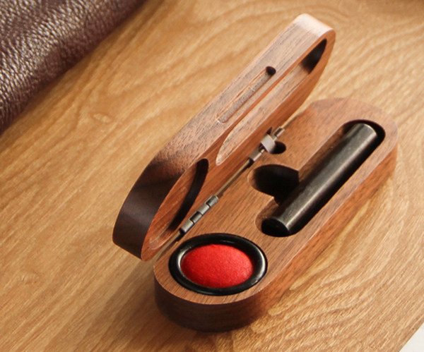 Japan Muku Huhu Peach Wood Portable Print Clay Stamp Box Seal Containing Box Stamp Box Gift-Taobao