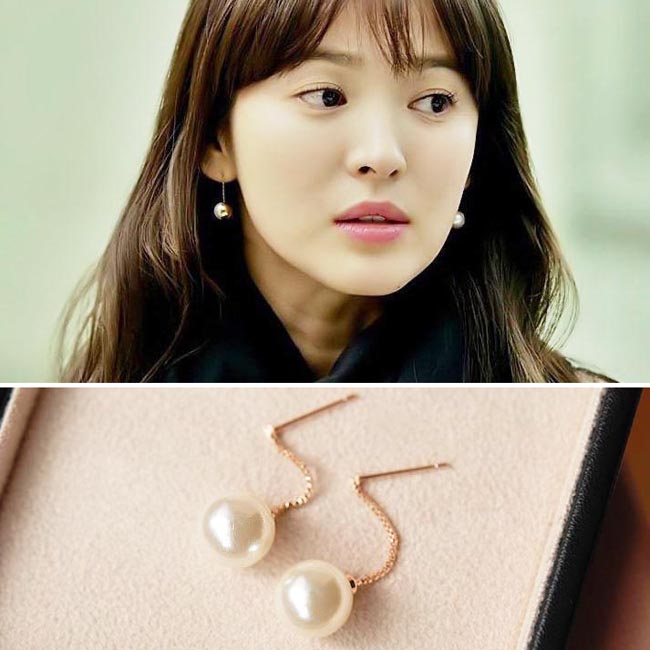 Korean Korean fashion trend that winter wind blows Song Huiqiao same pearl ear ear ear ear ring