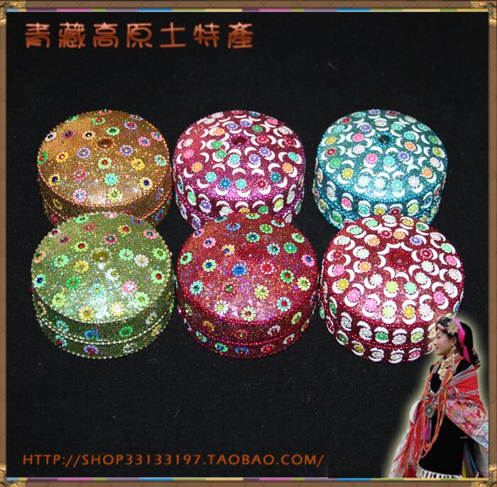 India imported colorful beads inlaid lens gift jewelry box set storage box jewelry box 6 colors optional three-piece set