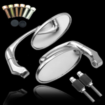 Electric motorcycle retro locomotive Rearview Mirror Mirror Mirror CG Prince car modification CN bend Rod reverse mirror hand mirror