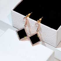 Black earrings 2021 New Tide sterling silver earrings advanced sense simple temperament female Net red wild Korean earrings