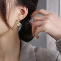 Round face thin earrings 2021 New Tide sterling silver earrings niche design sense earring temperament senior atmospheric woman