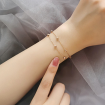 Double-layer ball bracelet ins niche design female simple 2021 summer does not fade titanium steel rose gold bracelet