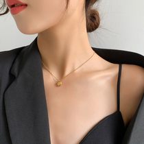 Golden bean necklace tide simple titanium steel light luxury brand pendant female choker 2021 New does not fade