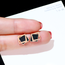 Earrings black titanium steel earrings 2021 new trendy women temperament Joker fashion atmosphere exquisite earrings advanced sense