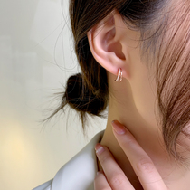 Design sense stud earrings 2021 New Tide Simple s925 sterling silver beauty earrings female small versatile