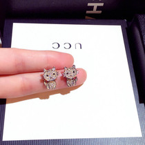 Cat earrings female sterling silver small simple personality creative hipster Net red earrings new earrings suitable for square face