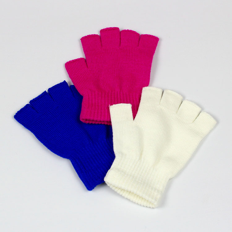 Half-finger gloves knitted wool winter warm hand guards custom LOGO prints for men and women students children riding