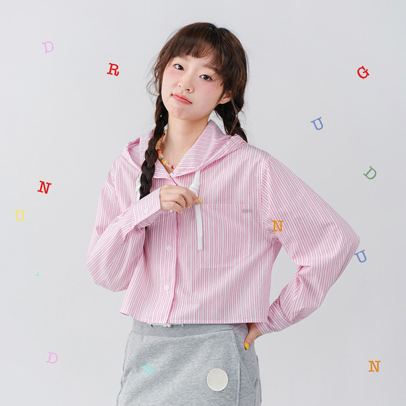 Ringringx West Highland Dundun Collaboration Pink Striped Hooded Shirt