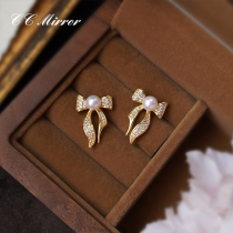 Eternal knot concentric natural pearl butterfly ribbon 925 silver 2021 new fashion stud earrings drop earrings retro