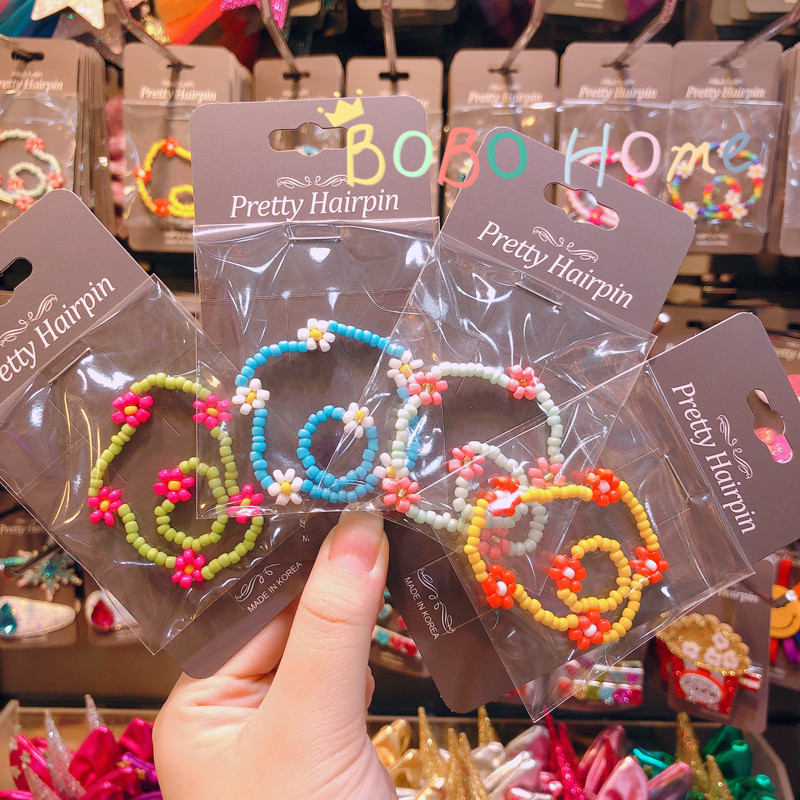 Korea Prettyhairpin Children's Jewelry Colorful Acrylic Beaded Cute Flower Hand Ring