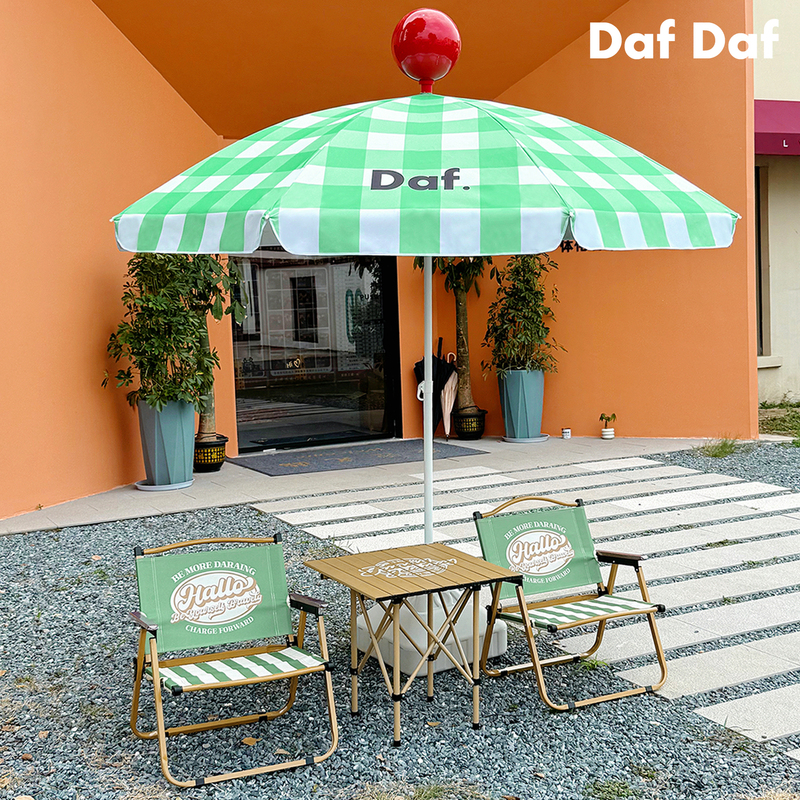 Outdoor Sunshade Umbrella, Green Checkered Patio Garden Umbrella, Camping Picnic Sun Protection Folding Umbrella, Popular on Social Media, Sun Umbrella