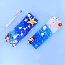 Childrens gift cream crystal glue Marine stationery box pencil case handmade diy homemade material bag set material