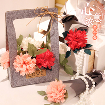 Simulation carnation bouquet holding potted plant non-woven fabric to give people gifts to solve the problem