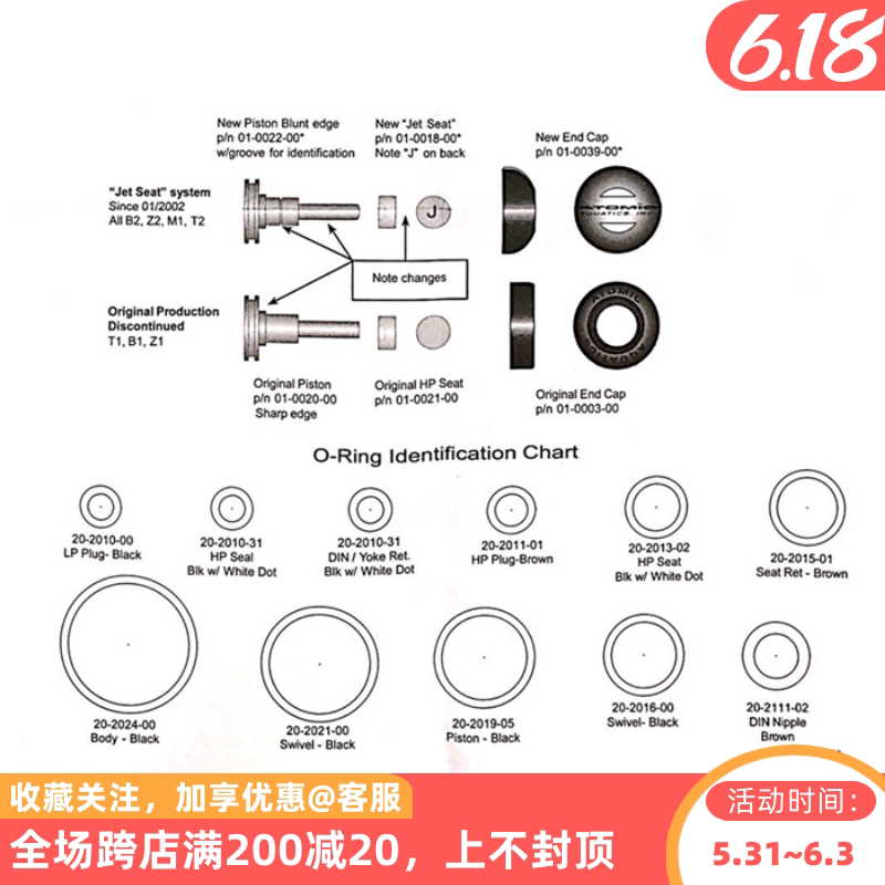 ATOMIC SUCTION REGULATOR A SECONDARY MAINTENANCE PACKAGE Filter Core O-ring Accessories Replacement Diving Equipment Accessories