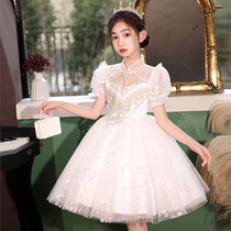 Girl Gown Small Host Piano Playing Little Girl 61 Children Performance Playboy high-end Princess Pompon dress