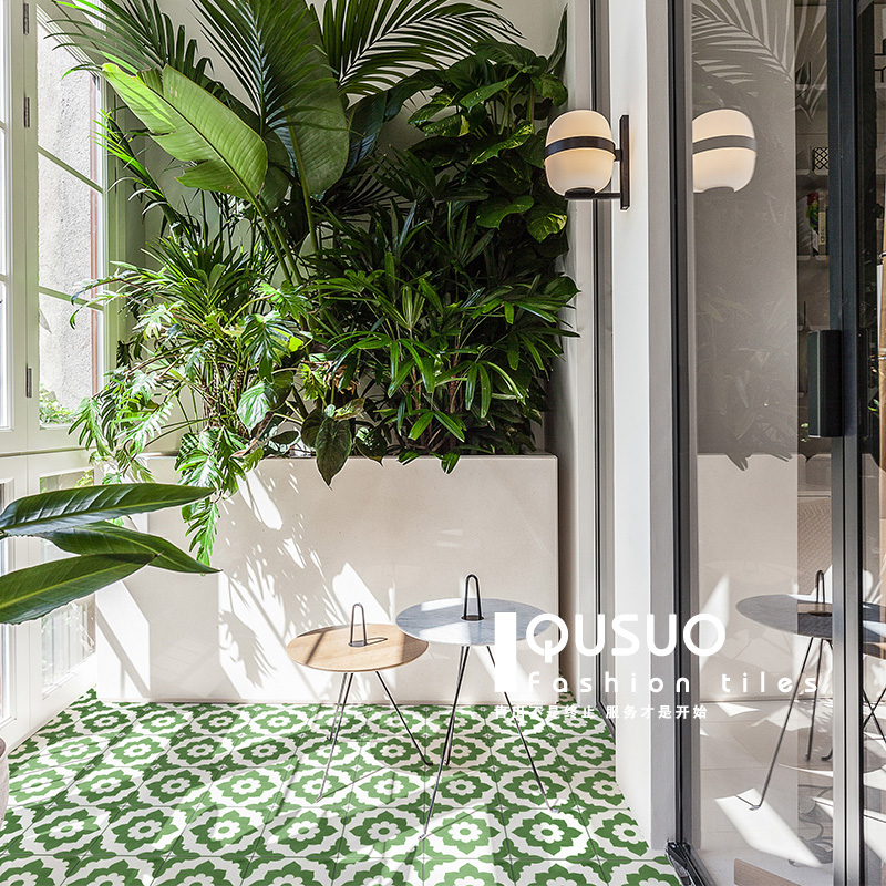 Anecdotics green Moroccan small flower brick Nordic retro dressing room Bathroom Wall Tile Balcony Kitchen Flowers pieces