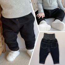 Newborn Baby Jeans Subspring Child High Waist Protection Pants Male baby casual pants Ocean Gas Bottoms Pants Tide