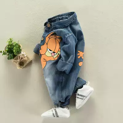 Net red infant Autumn Tide brand newborn baby cowboy baby jumpsuit crawling clothes