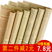 English Newspaper Retro Nostalgia Kraft Paper Double Sided Background Paper Bag Book paper Gift Wrapping Paper Flowers Bouquet bouquet
