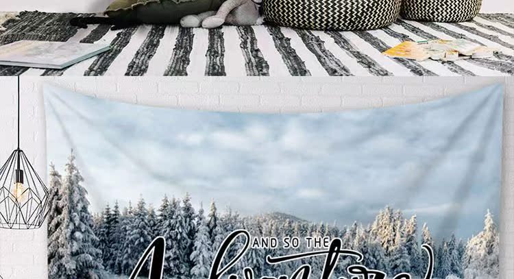 Bắc Âu INS Snow Forest Reflection Trang trí tường Tấm thảm treo tường Khăn trải bàn Vải Vải Đầu giường Chụp ảnh Tấm thảm - Tapestry 	thảm dệt treo tường