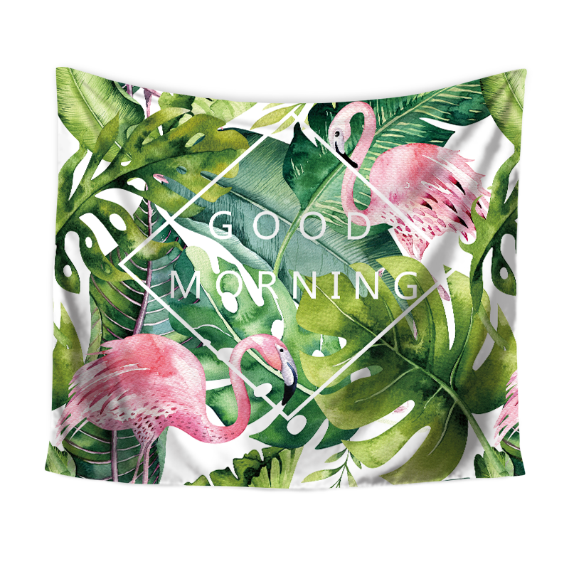 Tấm thảm Bắc Âu vải bạt nền khăn trải bàn lá chuối flamingo Hàn Quốc INS phòng ngủ trang trí vải treo rèm thảm treo tường hình cô gái	