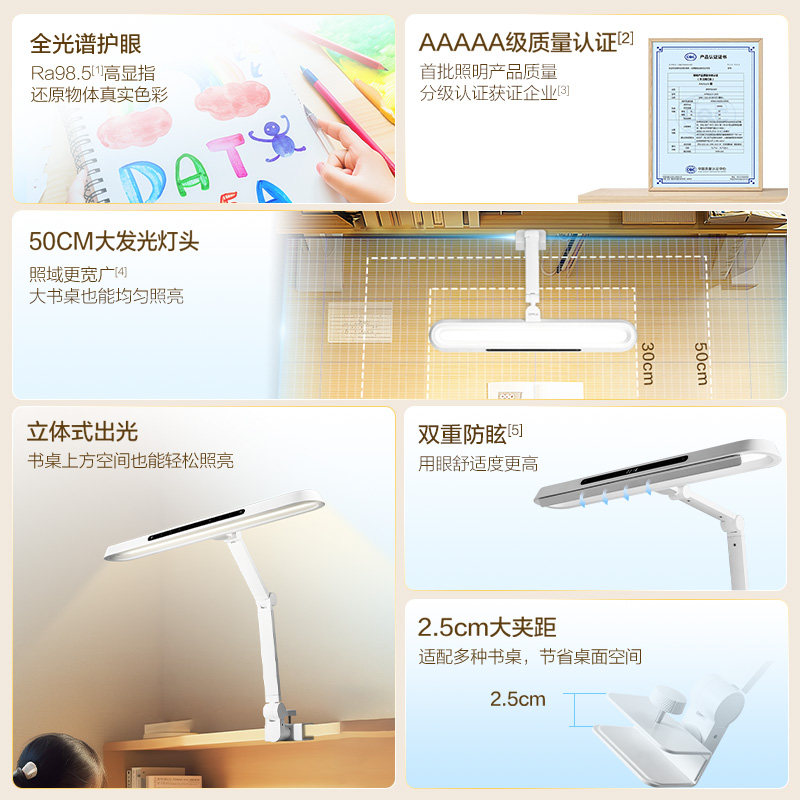 Op Micro Core Clear Light Aaaaa Grade Full Spectrum Eye Protection Lamp Desk Lamp for Children and Students for Learning and Reading