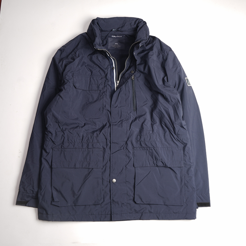 Nautica Winter Men's Workwear Cotton Jacket Large Size 120kg Color-Blocked Reversible Parka Jacket
