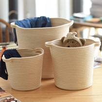 Nordic cotton thread dirty clothes basket storage basket underwear glove frame toy bucket finishing box snack box laundry basket dirty clothes basket