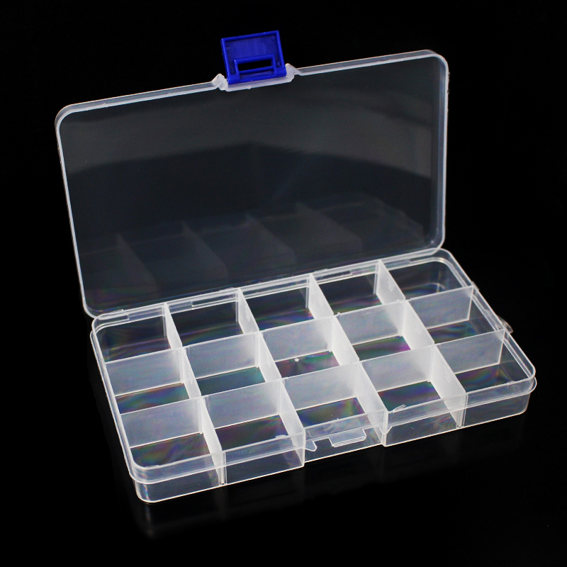 15-grid color storage box with lid square grid detachable plastic box jewelry luggage transparent box sewing box