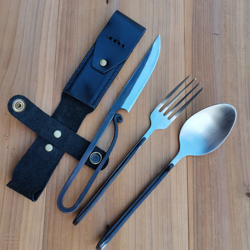 Forged cutlery set of cutlery fork set Camping Stainless Steel Western Dining Knife Dining Fork Spoon Featured portable Wild Cooking Adult